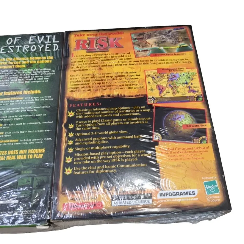New sealed 3 pack PC CD-ROM Disc games vintage software 2002 Risk II Real Wars